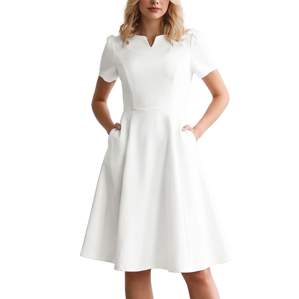 white work dress Alaina Long Sleeve Midi White / S CARE Fabric Stay Cool and Stylish with
