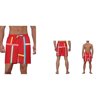 Men's Summer Colorful Drawstring Elastic Waist Beach Board Shorts