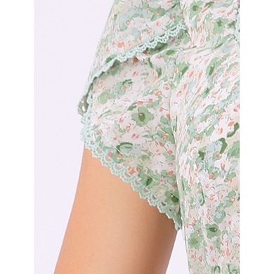 Long Dress for Women's Summer V Neck Short Sleeve Boho Floral Print Midi Dresses