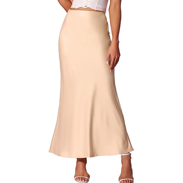 Satin Maxi Skirts For Women s High Waist Elegant Solid Long Skirt