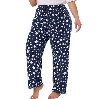 Plus Size Pajama Pant For Women Comfy Star Print Nightwear With Pocket Lounge Pants