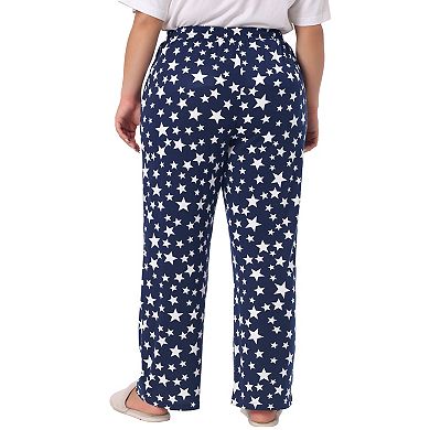Plus Size Pajama Pant For Women Comfy Star Print Nightwear With Pocket Lounge Pants