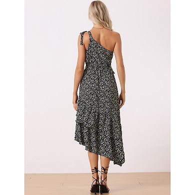 One-Shoulder Sleeveless Tiered Dress
