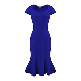 Women's Vintage Dresses Cap Sleeve Sweetheart Neck Fishtail Dress