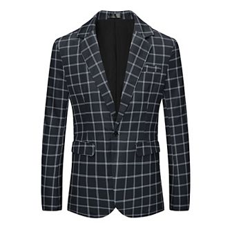 Plaid Blazers For Men's Notch Lapel Contrasting Color Checked Pattern Sports Coat