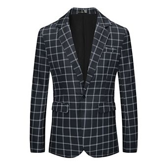 Plaid Blazers For Men's Notch Lapel Contrasting Color Checked Pattern Sports Coat