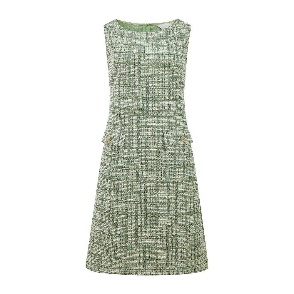 ワンピース sheller side button tweed dress Sleek Tweed Dress with Side Pockets | SLY010