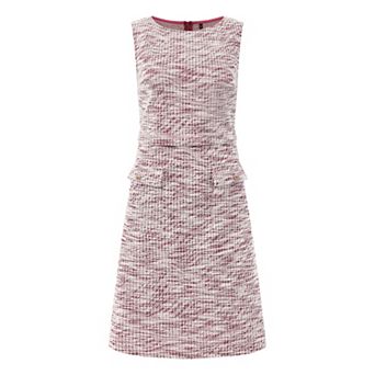 Women's Sleeveless Tweed Dress Boat Neck Work Office Sheath Dresses