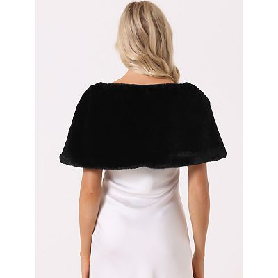 Women's Elegant Faux Fur Shawl Bridal Wedding Party Wrap Stole Shrug
