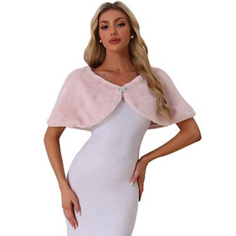 Women's Elegant Faux Fur Shawl Bridal Wedding Party Wrap Stole Shrug