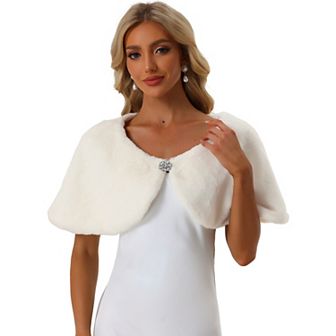 Women's Elegant Faux Fur Shawl Bridal Wedding Party Wrap Stole Shrug