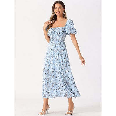 knee length dresses for ladies Puff Sleeve Tiered Maxi Dress main image 1