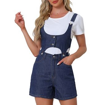 Women's Casual Sleeveless Detachable 2 pc Set Short Jeans Jumpsuits Denim Romper