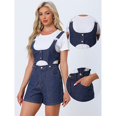 Women's Casual Sleeveless Detachable 2 Piece Set Short Jeans Jumpsuits Denim Romper