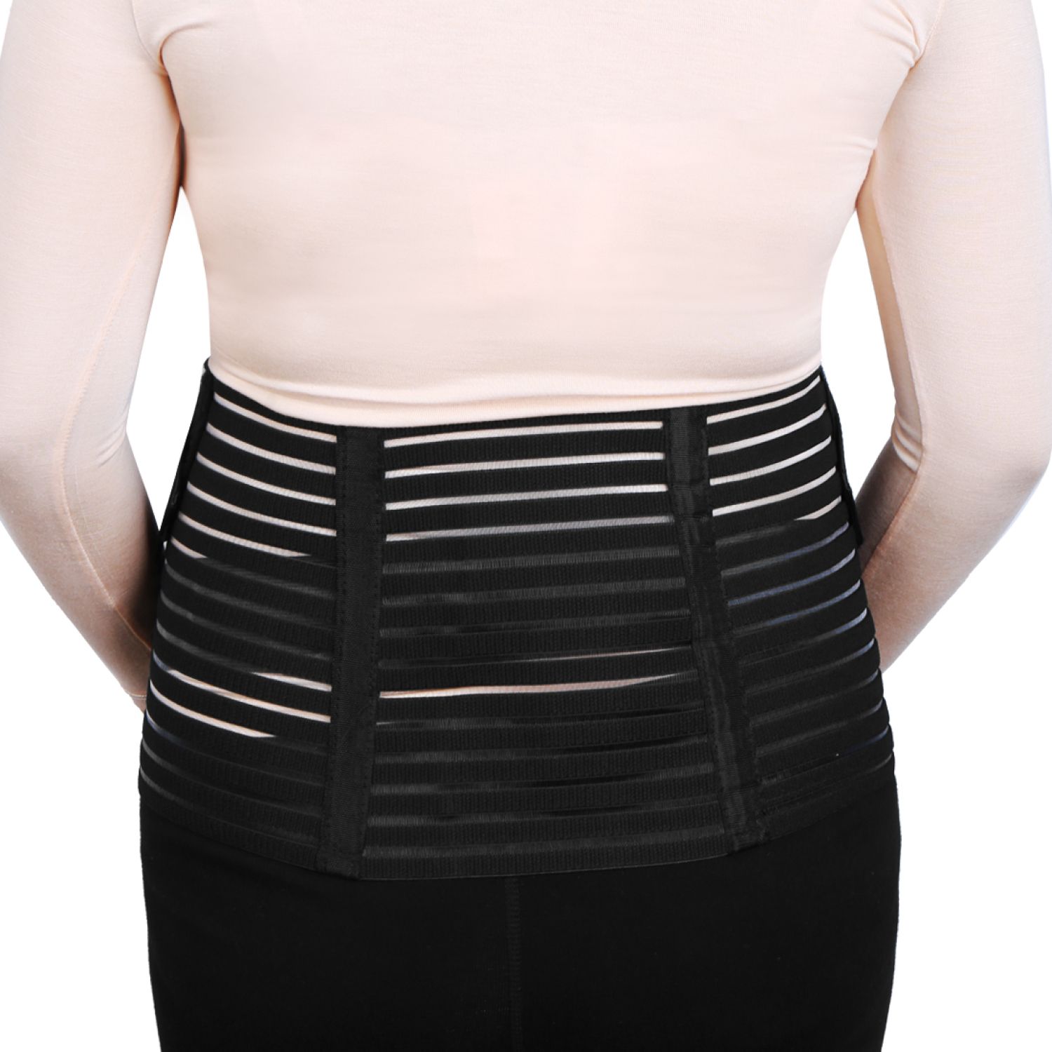 Maternity Belly Band – Pregnancy Lumbar Back Support Brace (Black/Skin, One Size)