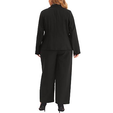 Women's Plus Size Two Piece Outfitsbusiness Office Blazer Jacket And Pants Suit Set