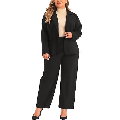 Women's Plus Size Two Piece Outfits Business Office Blazer Jacket