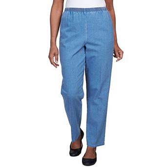 Petite Alfred Dunner Elastic Waist Denim Pants