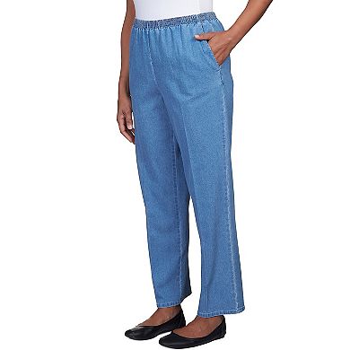 Petite Alfred Dunner Elastic Waist Denim Pants