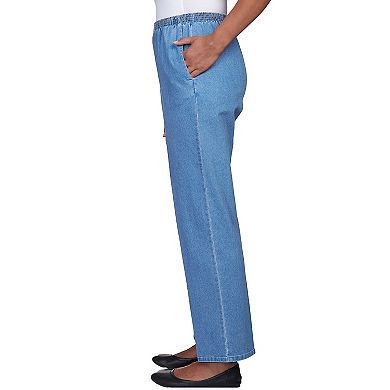 Petite Alfred Dunner Elastic Waist Denim Pants