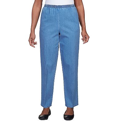 Petite Alfred Dunner Elastic Waist Denim Pants