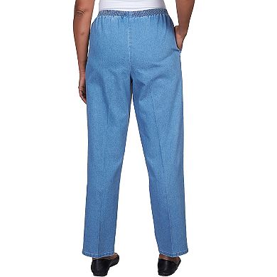 Petite Alfred Dunner Elastic Waist Denim Pants