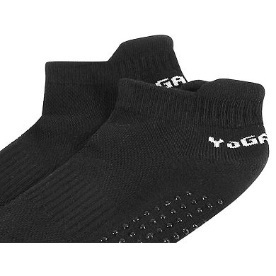 Black Resin Dots Pattern Non Slip Yoga Pilates Gym Exercise Socks Pair