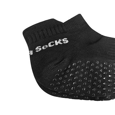 Black Resin Dots Pattern Non Slip Yoga Pilates Gym Exercise Socks Pair