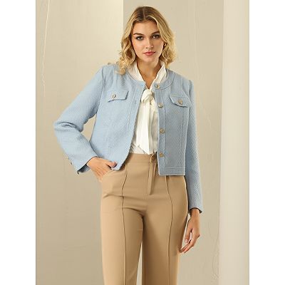Anne Klein Tweed One Button Notch Collar Jacket