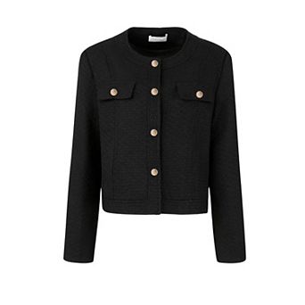 Women's Work Cropped Tweed Jacket Elegant Short Tweed Blazer