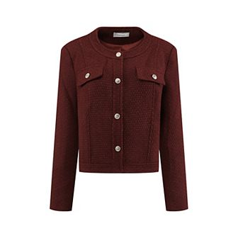 Women's Work Cropped Tweed Jacket Elegant Short Tweed Blazer
