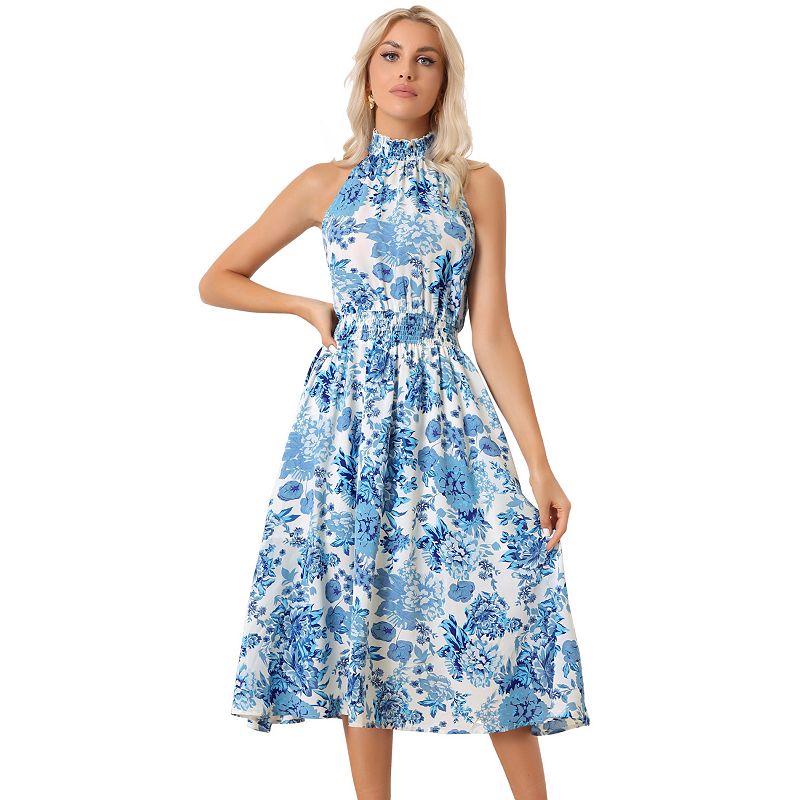 kohls boho dress Summer For Women's Halter Neck Sleeveless Casual Floral Print Sundress Midi Dresses This flowy maxi dress keyhole back Dress One thing about me… Color:Fuschia