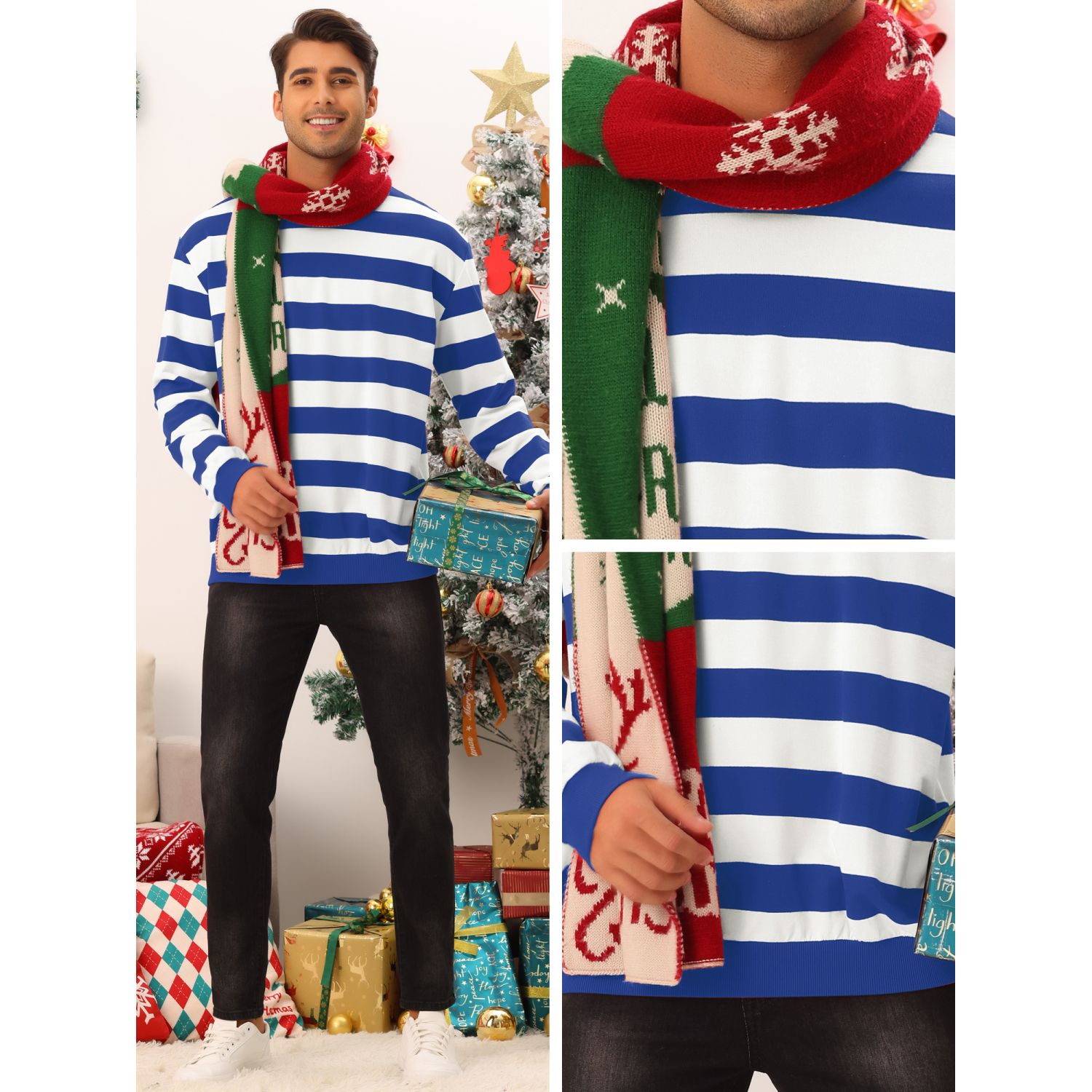 Lars Amadeus Men's Pullover Crew Neck Long Sleeves Qatar