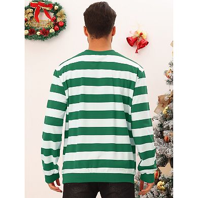 Striped Sweatshirt For Men's Crew Neck Long Sleeves Pullover Color Block Sweatshirts