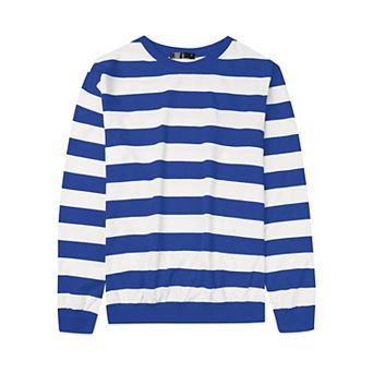 Striped Sweatshirt for Men's Crew Neck Long Sleeves Pullover Color Block Sweatshirts