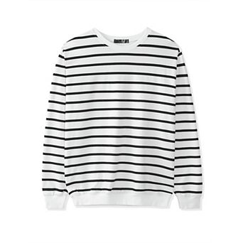 Striped Sweatshirt for Men's Crew Neck Long Sleeves Pullover Color Block Sweatshirts