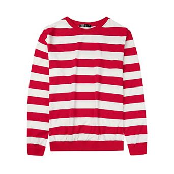 Striped Sweatshirt For Men's Crew Neck Long Sleeves Pullover Color Block Sweatshirts