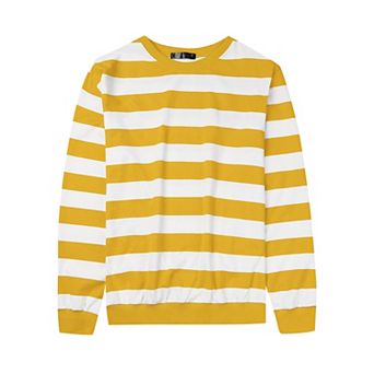 Striped Sweatshirt For Men's Crew Neck Long Sleeves Pullover Color Block Sweatshirts