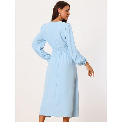 midi casual fall dresses PRETTYGARDEN Women's Casual Midi Dresses Square Neck Short Sleeve Smoc main image 1