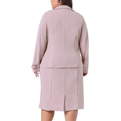 Women's Plus Size Two Piece Outfits Blazer Jacket And Sleeveless Dress Suit Sets
