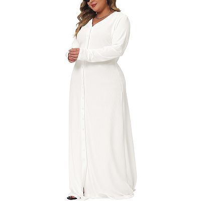 Women's Plus Size Side Split Button Down Cardigans Swimsuit Cover Ups Beach  Dress