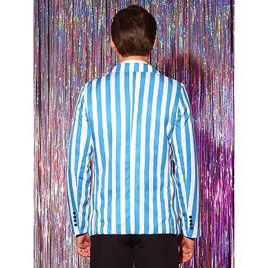 Striped Blazers For Men's One Button Business Stripes Patterned Sports Coats