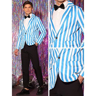 Striped Blazers For Men's One Button Business Stripes Patterned Sports Coats