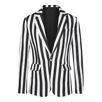 Striped Blazers For Men's One Button Business Stripes Patterned Sports Coats