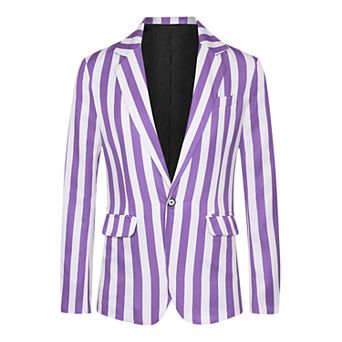 Striped Blazers For Men's One Button Business Stripes Patterned Sports Coats
