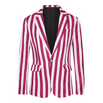 Striped Blazers For Men's One Button Business Stripes Patterned Sports Coats