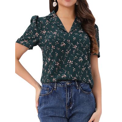 women's short sleeve dress blouses Rosvigor Blouses for Women, Short Sleeve Summer Tops, Pleated Dressy Casual  Shirts