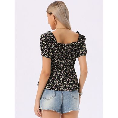 Rufflemania- Double Peplum Detail SHORT PUFF SLEEVE Blouse (BELT IS INCLUDED)