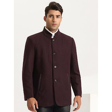 Winter Coats For Men's Stand Collar Single Breasted Mid-length Overcoats