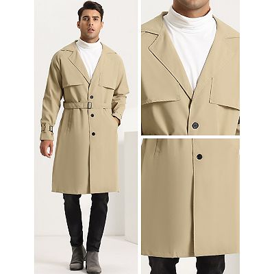 Trench Coat For Men s Casual Double Breasted Winter Belted Long Jacket Overcoat